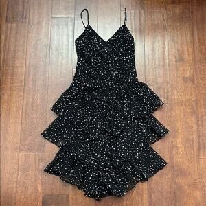 Vintage 80s New Leaf Black and White Polka Dot Dress, Strappy Back, Size XXS/XS